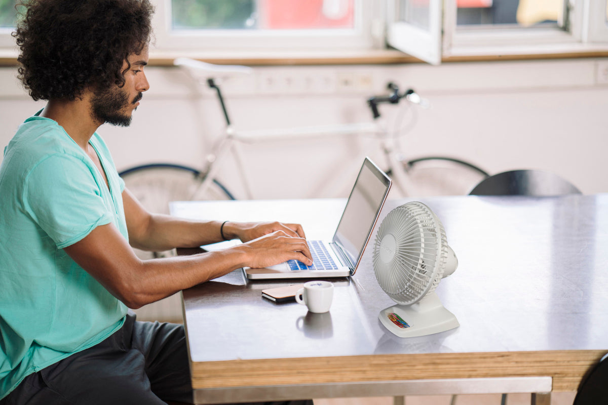 Lasko 6" Personal Table Fan: 2-Speed, Tilting Head, Storage Tray
