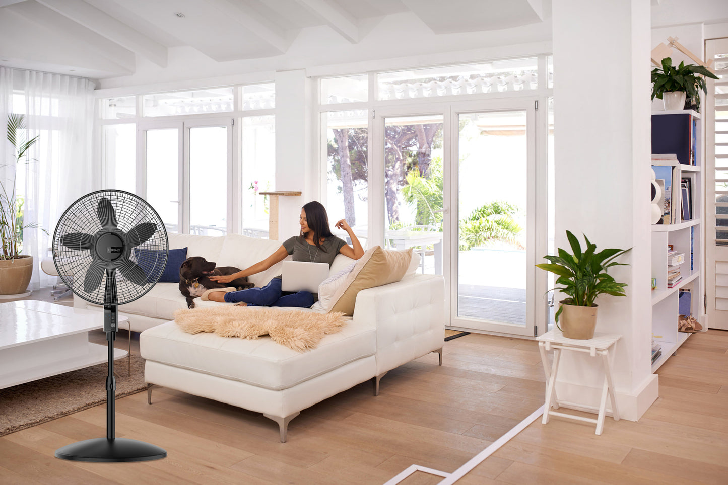 Lasko 18" Pedestal Fan: Oscillating, 4-Speed, Remote, Timer, Black