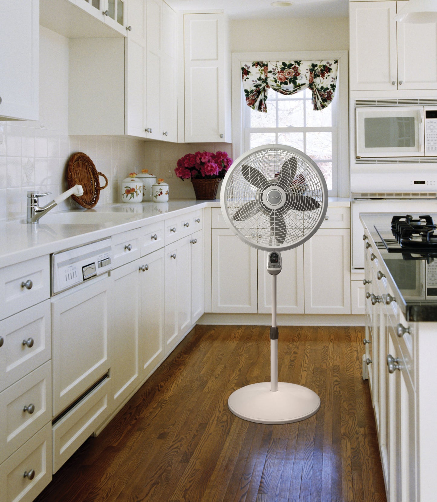 Lasko 18" Pedestal Fan: Oscillating, 3-Speed, Remote, Timer, White