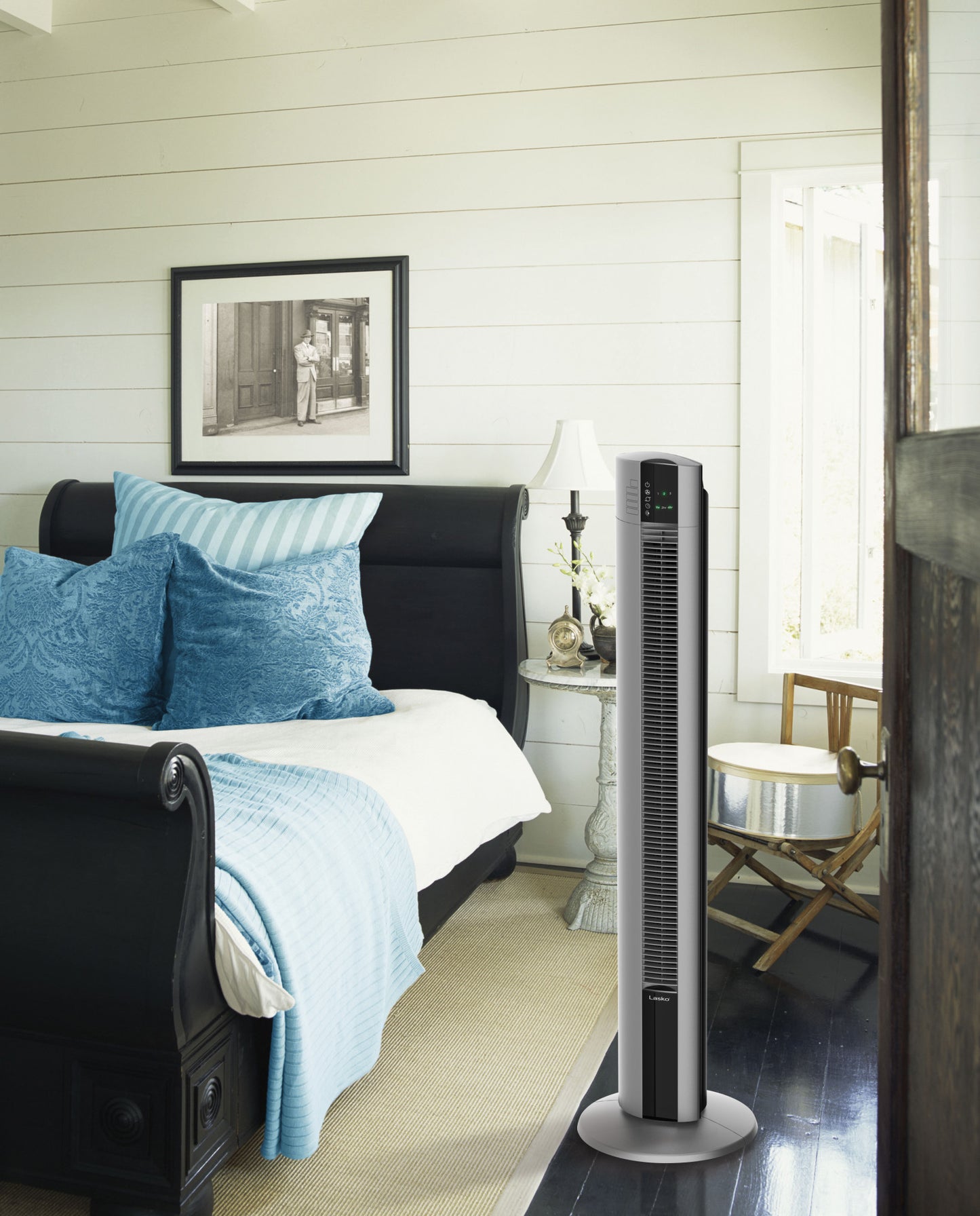 Lasko 48" Tower Fan: Oscillating, 3-Speed, Remote, Timer, Gray