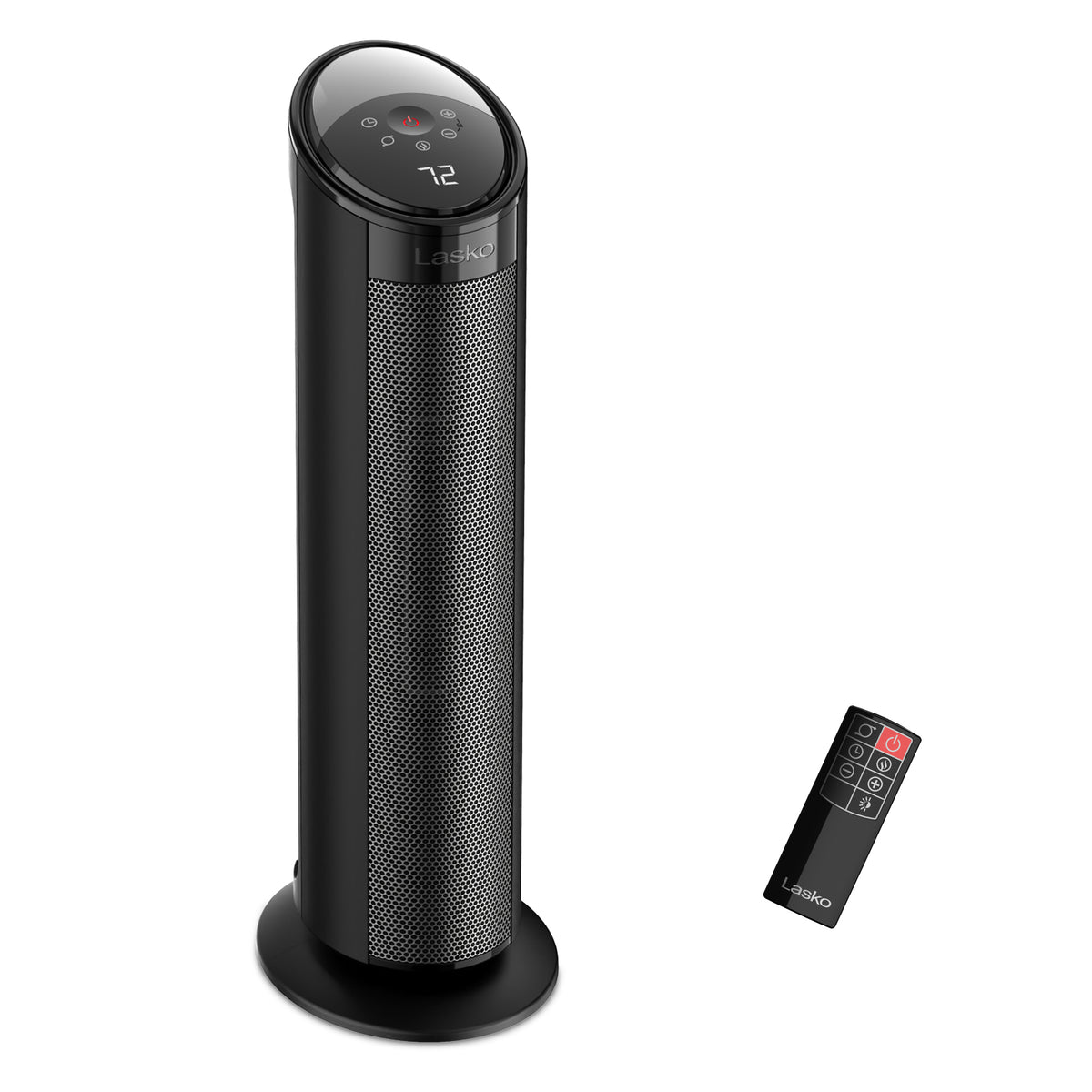 Lasko 22" Ceramic Tower Space Heater: Oscillating, 3 Heat Settings, Remote, Timer, Tip-Over Switch, Child Lock, Thermostat, Black