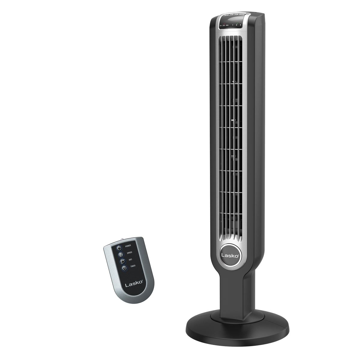 Lasko 36" Tower Fan: Oscillating, 3-Speed, Remote, Timer, White