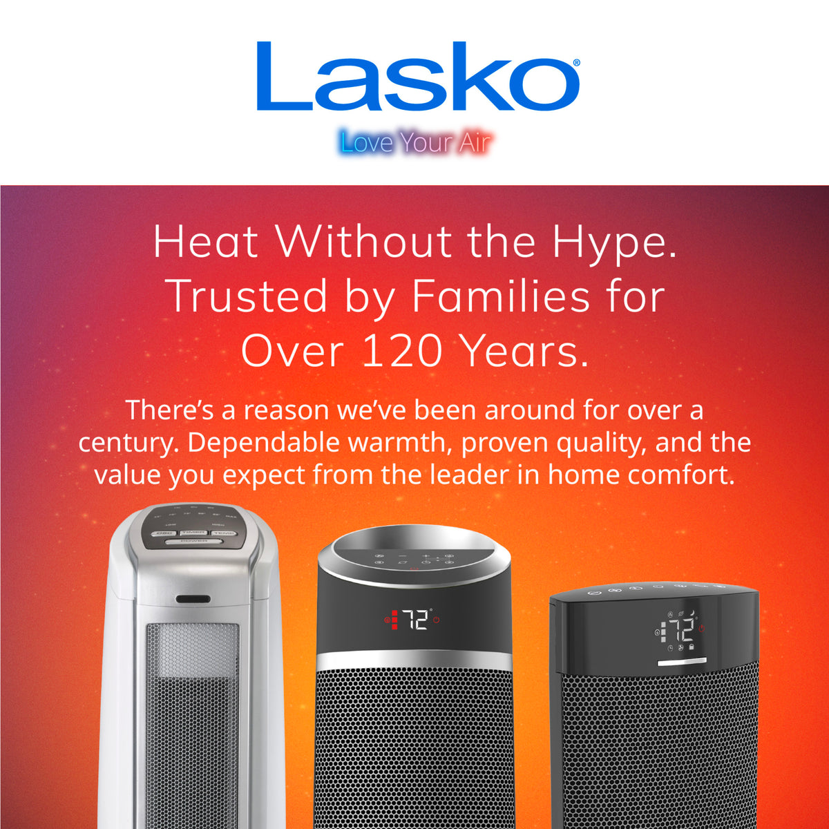 Lasko 23" Ceramic Tower Space Heater: Oscillating, 2 Heat Settings, Timer, Thermostat