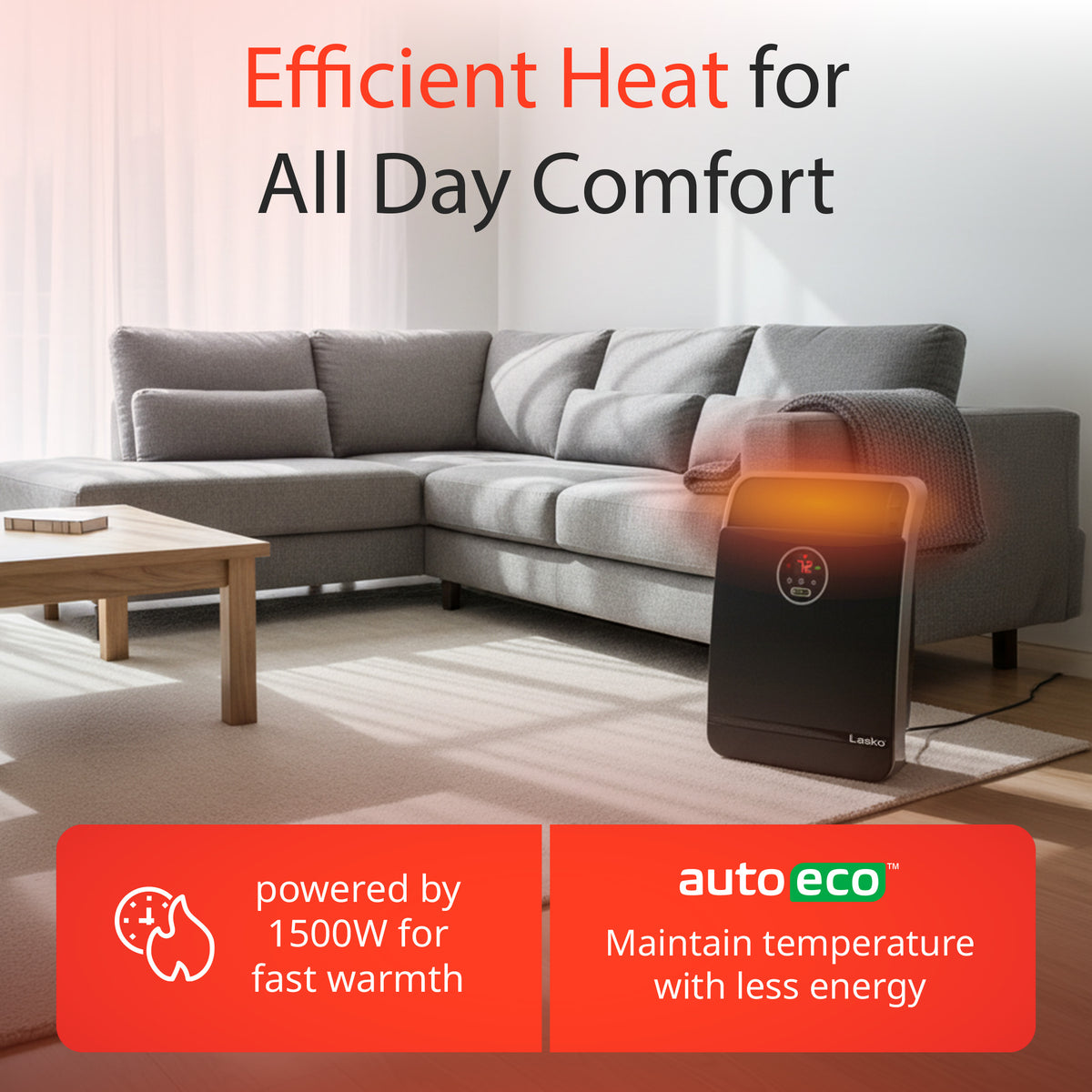 Lasko 18" Ceramic Console Space Heater: 2 Heat Settings, Remote, Timer, Adjustable Louvers, Thermostat