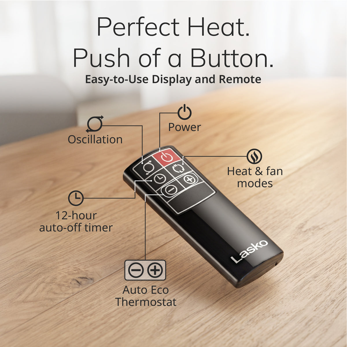 Lasko Ellipse 12" Ceramic Space Heater: Oscillating, 3 Heat Settings, Remote, Timer, Tip-Over Switch, Child Lock, Thermostat