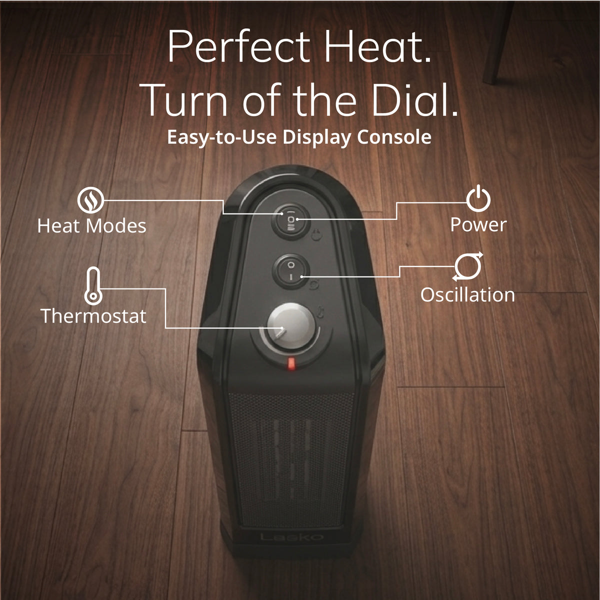 Lasko 16" Ceramic Tower Space Heater: Oscillating, 2 Heat Settings, Thermostat