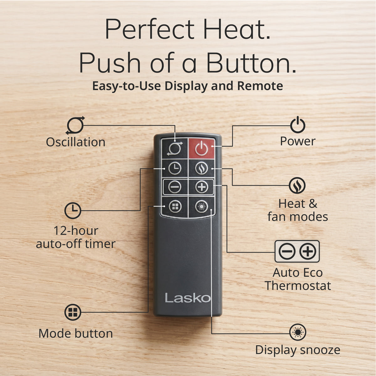Lasko Ellipse 18" Ceramic Tower Space Heater: Oscillating, 3 Heat Settings, Remote, Timer, Tip-Over Switch, Child Lock, Thermostat