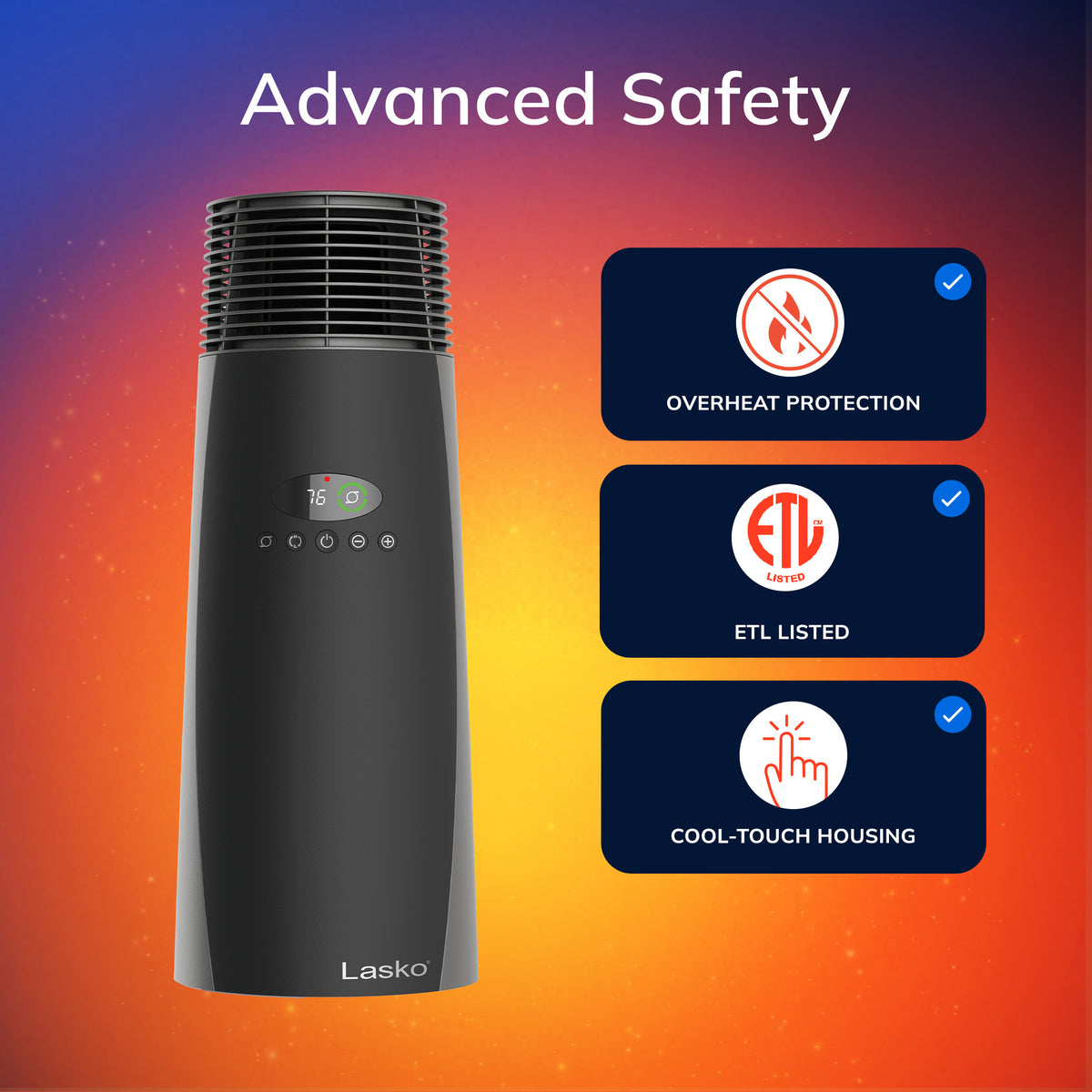 Lasko 22" Ceramic Tower Space Heater: Oscillating, 2 Heat Settings, Remote, Thermostat