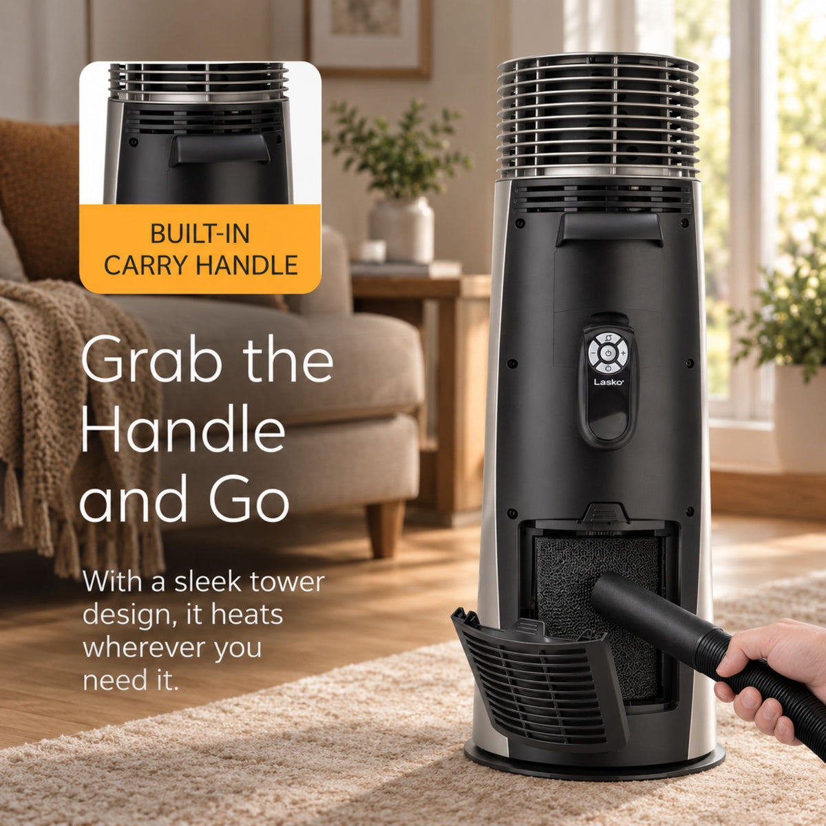 Lasko 22" Ceramic Tower Space Heater: Oscillating, 2 Heat Settings, Remote, Thermostat