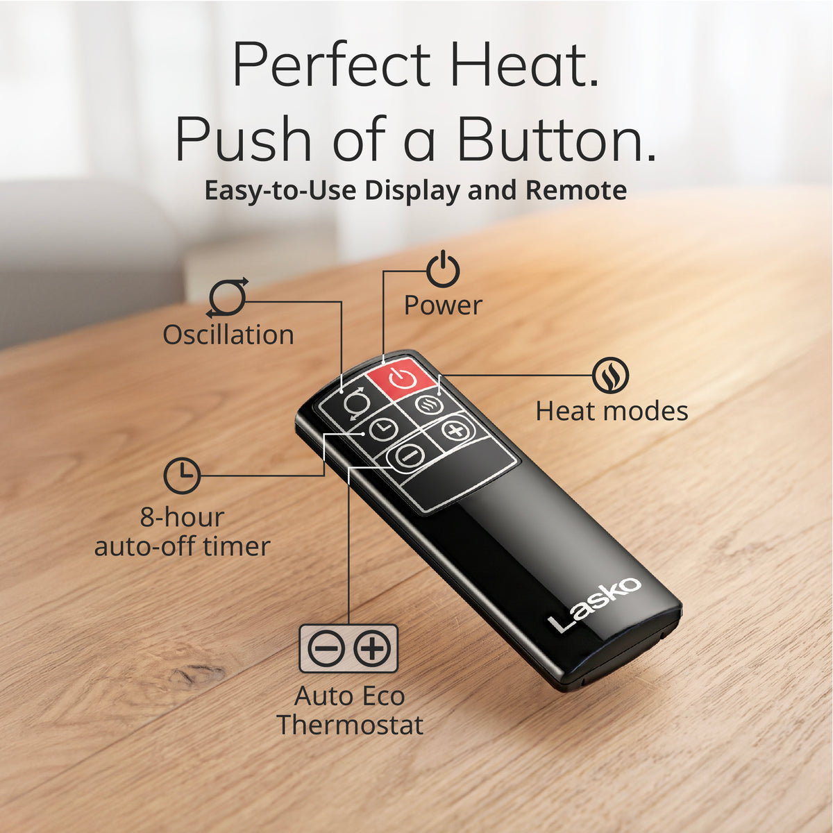 Lasko 24" Full-Circle Ceramic Tower Space Heater: Oscillating, 3 Heat Settings, Remote, Timer, Tip-Over Switch, Thermostat, Black