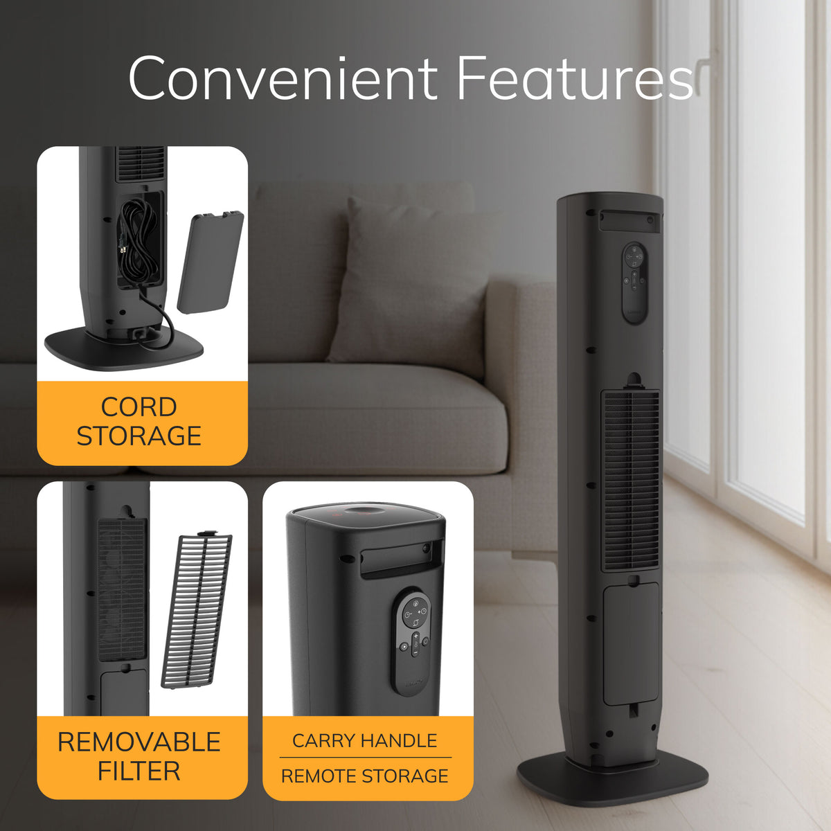 Lasko 32" Digital Ceramic Tower Space Heater: Oscillating, 3 Heat Settings, Remote, Timer, Tip-Over Switch