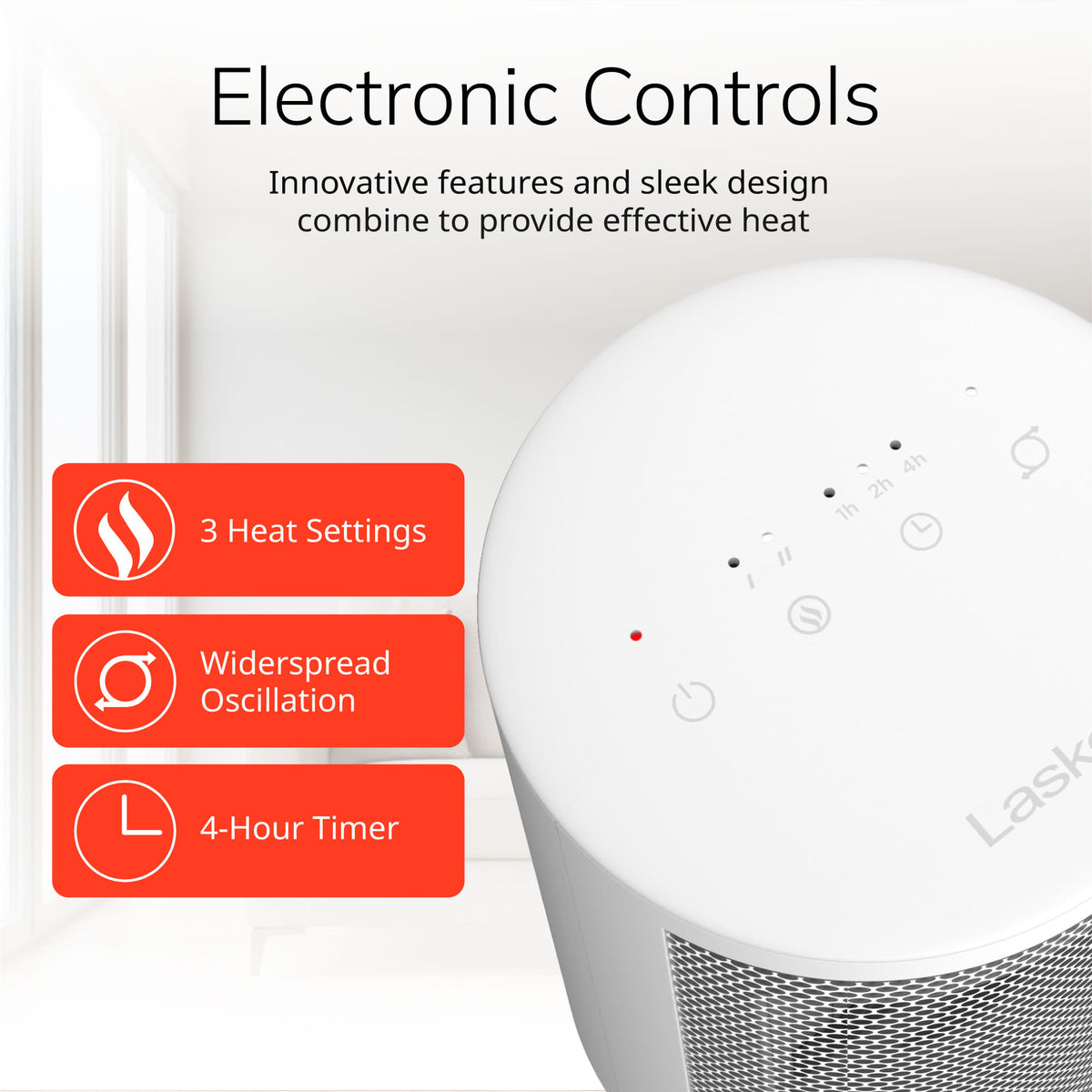 Lasko 9" Ceramic Space Heater: Oscillating, 2 Heat Settings, Timer, Tip-Over Switch