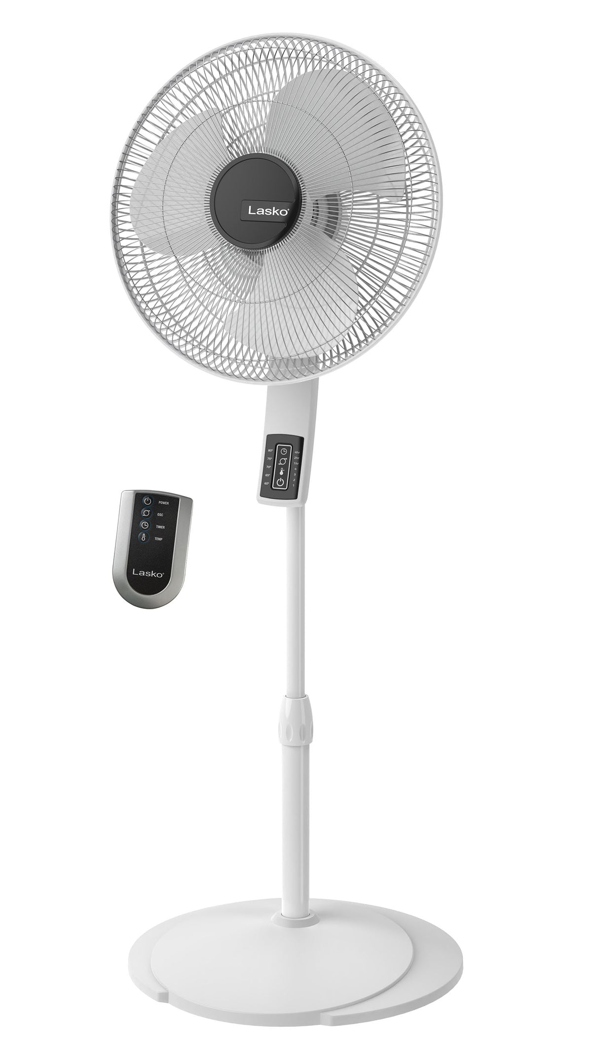 Lasko 16" Pedestal Fan: Oscillating, 4-Speed, Remote, Timer, Thermostat