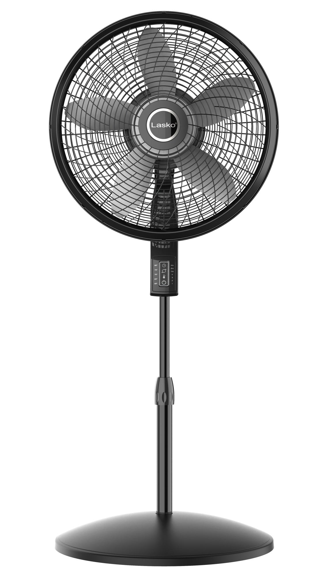 Lasko 18" Pedestal Fan: Oscillating, 4-Speed, Remote, Timer, Thermostat, Black