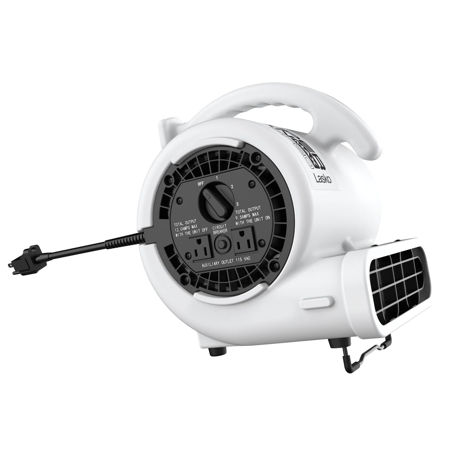 Lasko Super Fan Max 13" Air Mover Blower Fan: 3-Speed, High Velocity, 2 Outlets, White