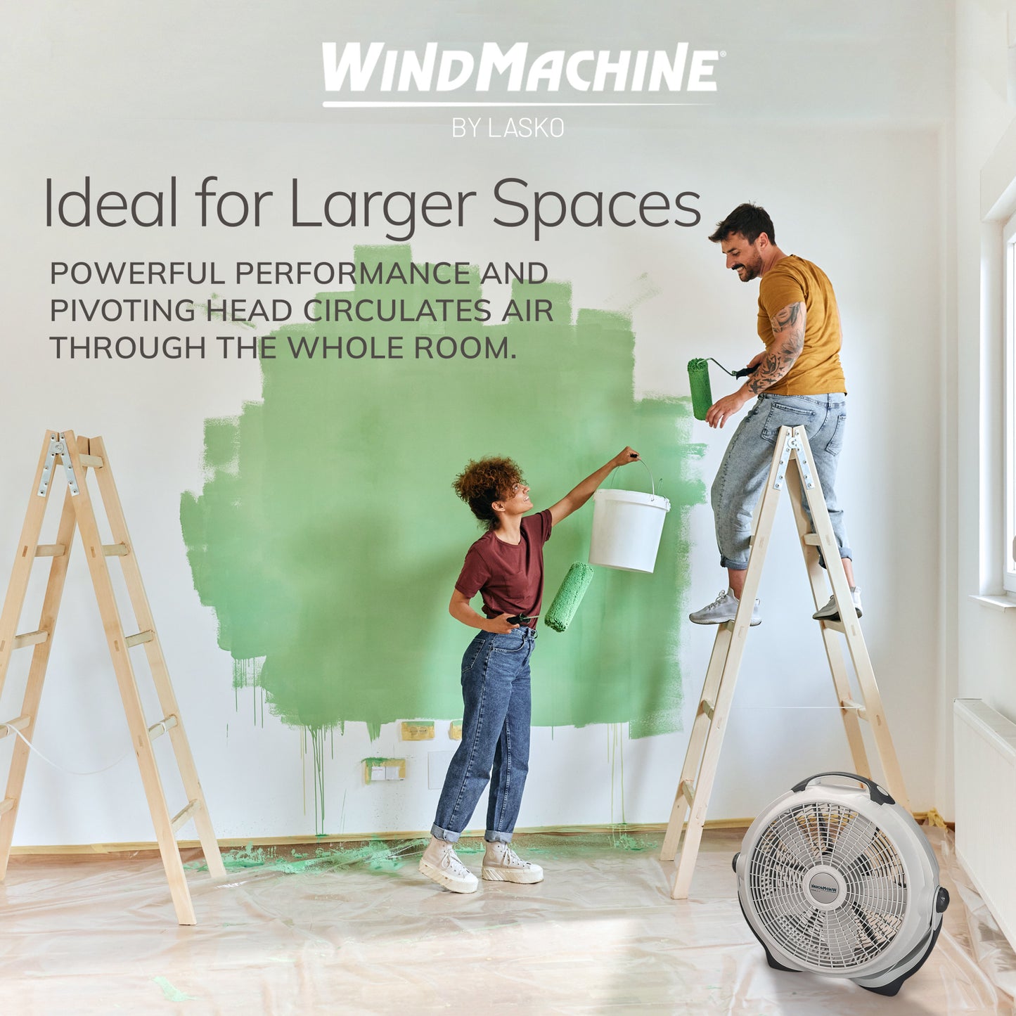 Lasko Wind Machine 20" Air Circulator Fan: 3-Speed, Pivoting, Gray