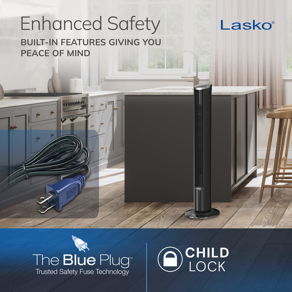Lasko 42" DC Tower Fan: Oscillating, 12-Speed, Remote, Timer
