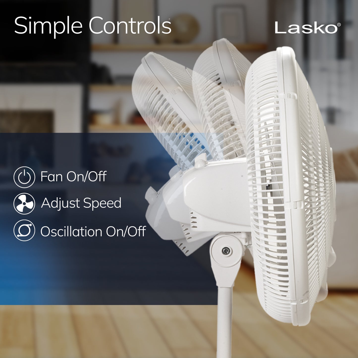 Lasko 16" Pedestal Fan: Oscillating, 3-Speed, Adjustable Height, White