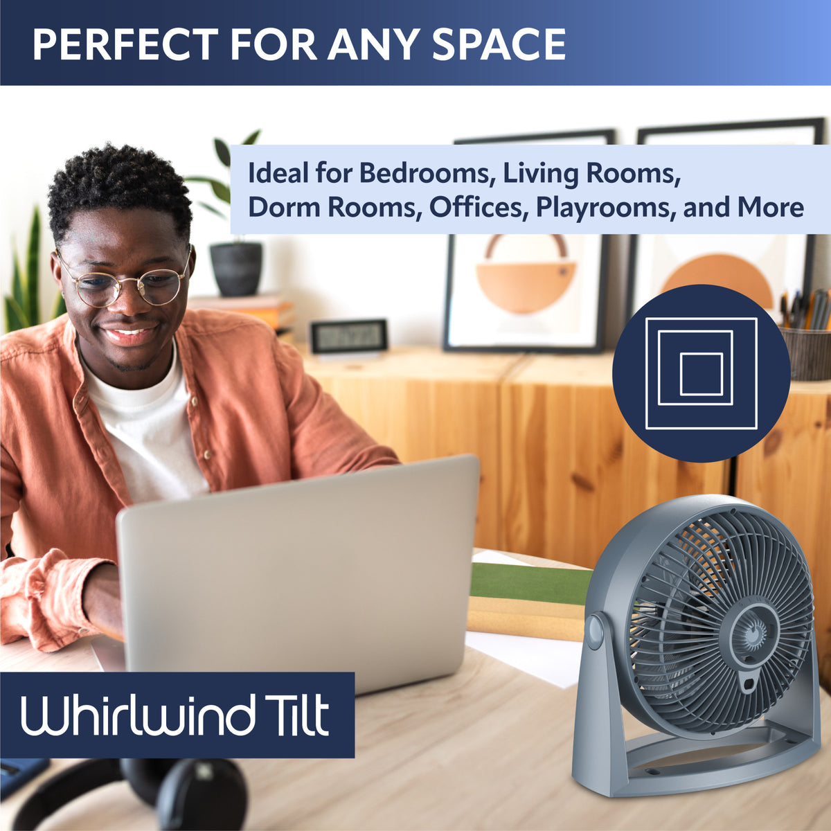 Lasko Whirlwind Tilt 12" Table Fan: Wall Mount, 3-Speed