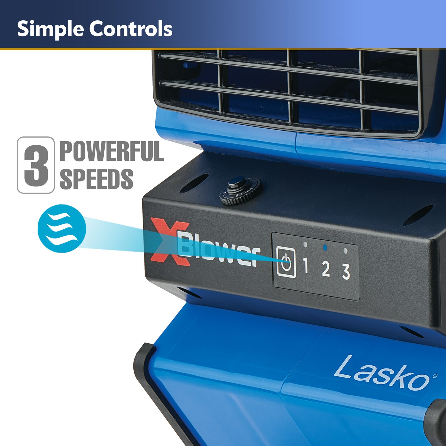 Lasko X-Blower 11" Air Mover Blower Fan: 3-Speed, High Velocity, 1 Outlet, Blue