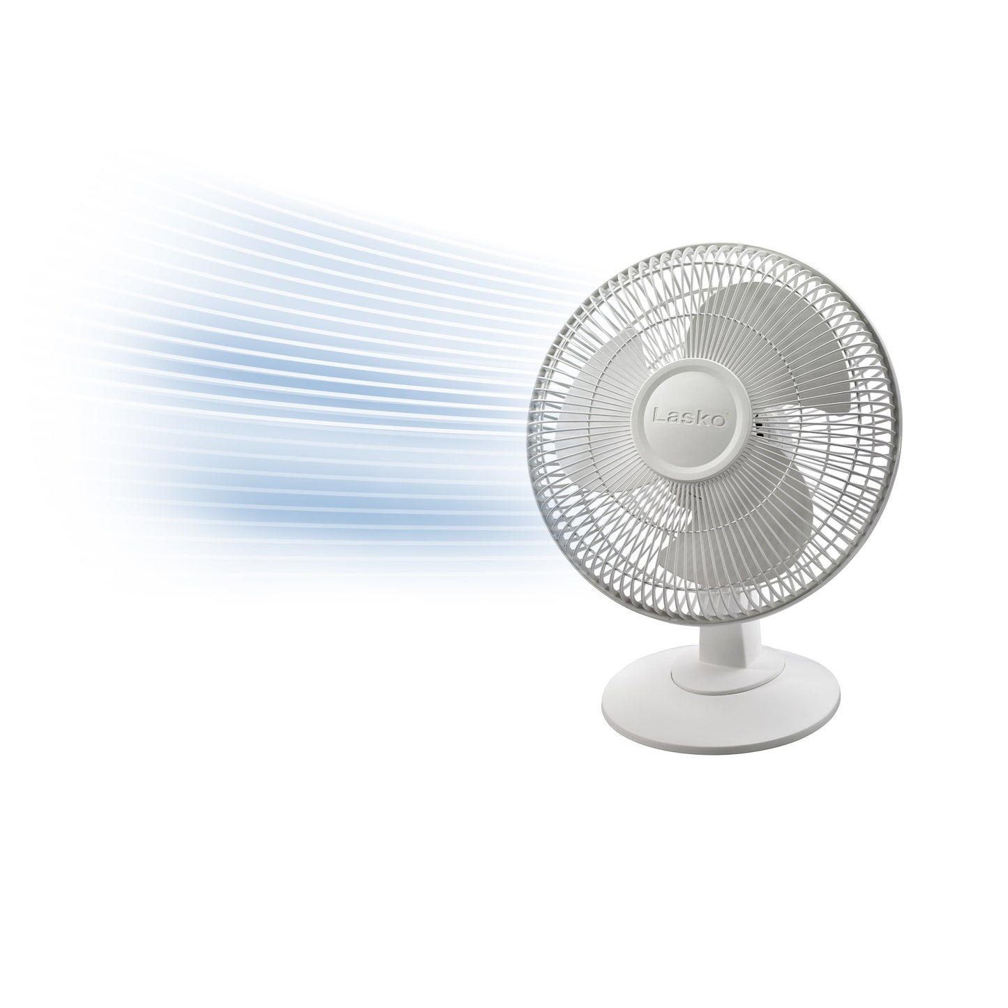 Lasko 12" Table Fan: Oscillating, 3-Speed, Tilting Head, White