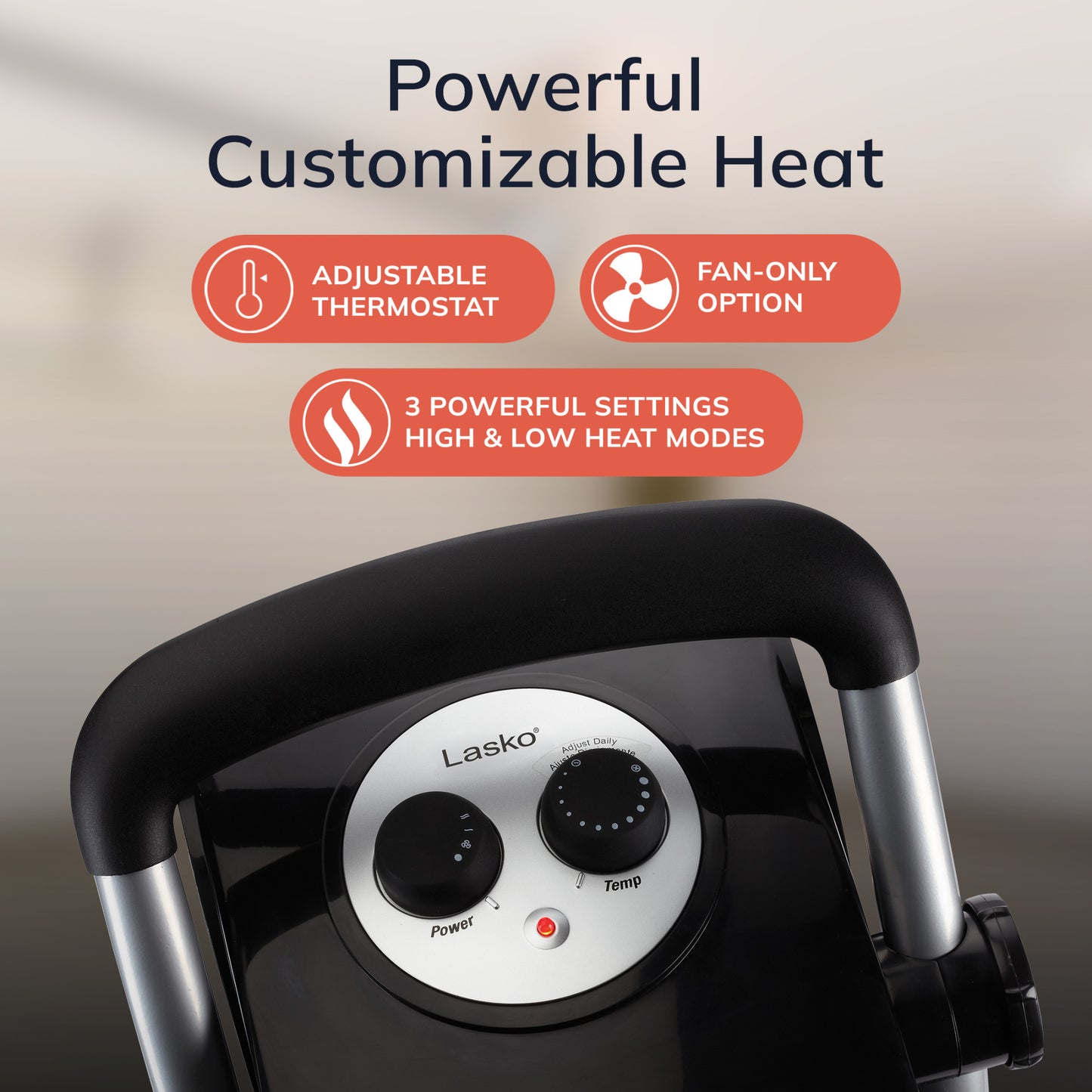 Lasko Pro Ceramic Utility Heater (2 heat settings, thermostat, black)