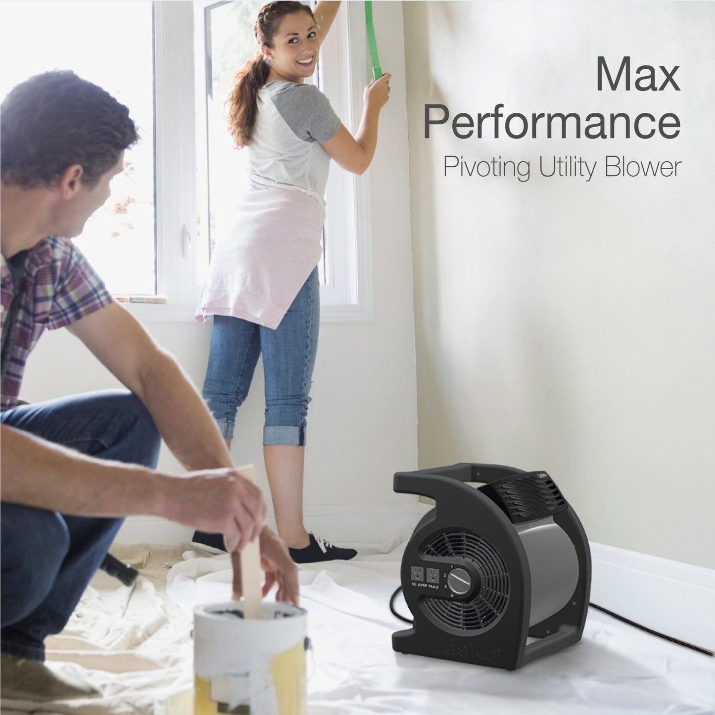 Lasko Max Performance 15" Air Mover Blower Fan: 3-Speed, High Velocity, 2 Outlets, Black