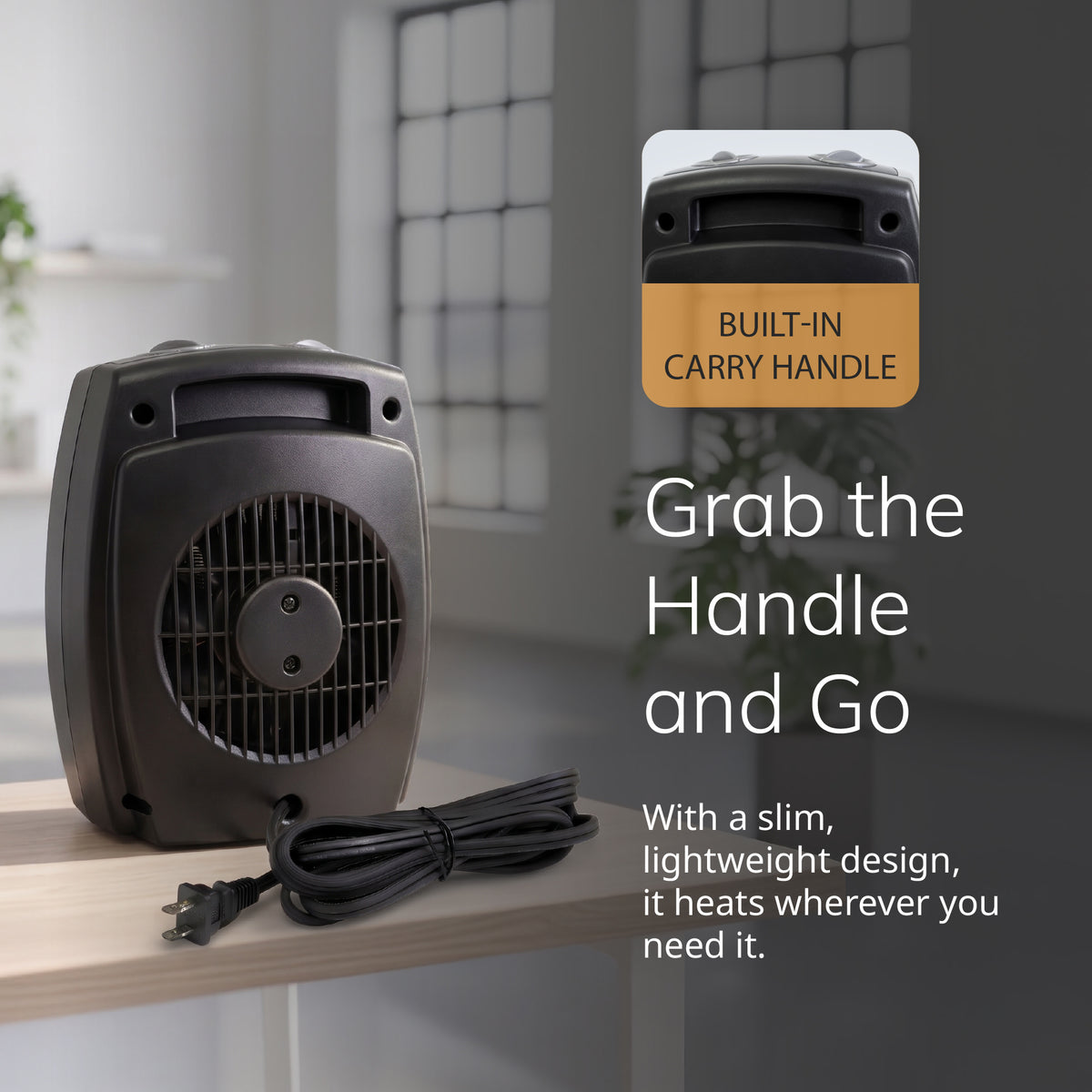 Lasko 9" Ceramic Space Heater: 2 Heat Settings, Tip-Over Switch, Thermostat