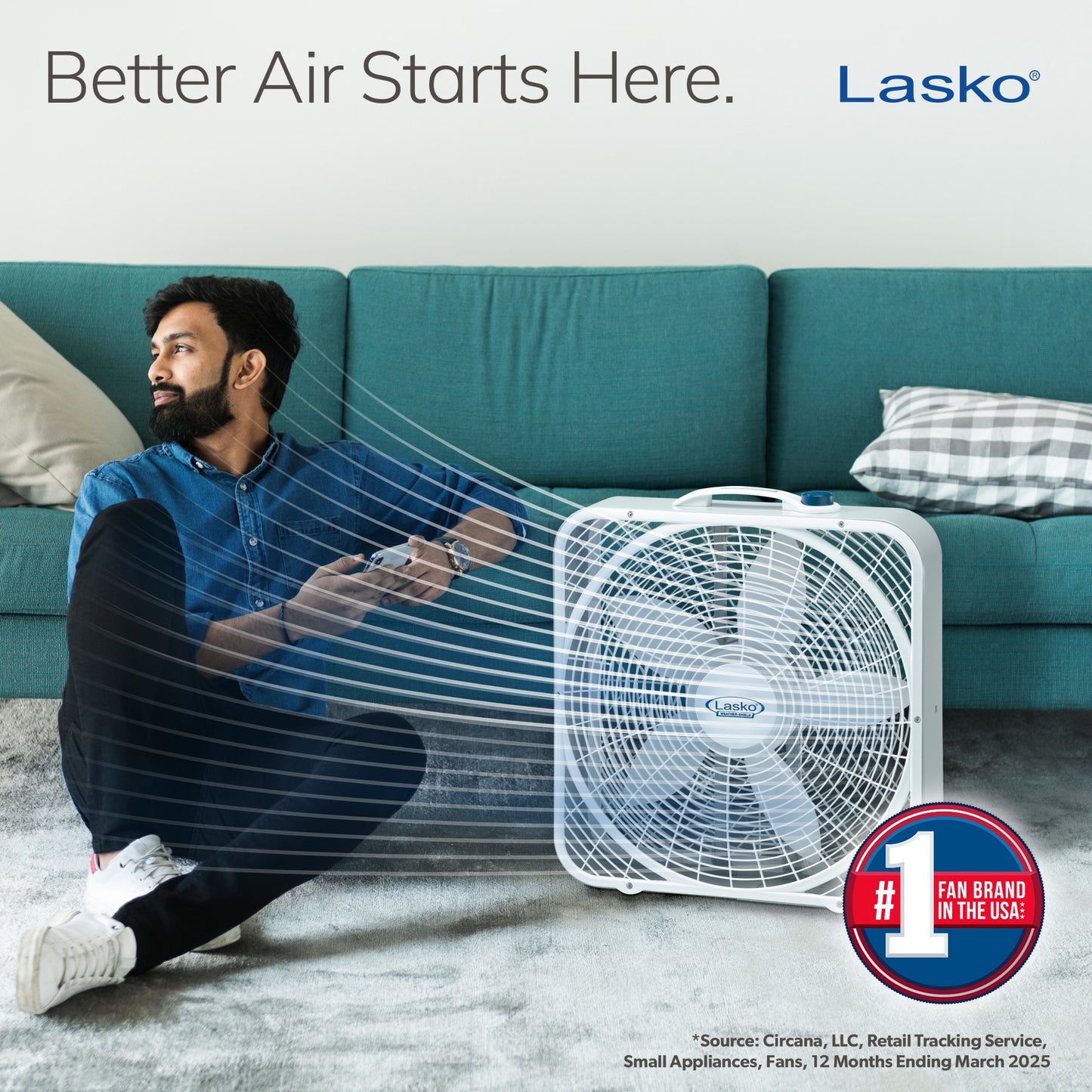 Lasko Weather Shield 20" Box Fan: 3-Speed, Weather-Resistant Motor, White