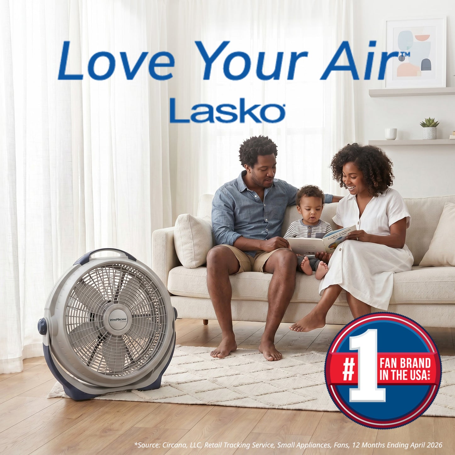 Lasko Wind Machine 20" Air Circulator Fan: 3-Speed, Pivoting, Gray