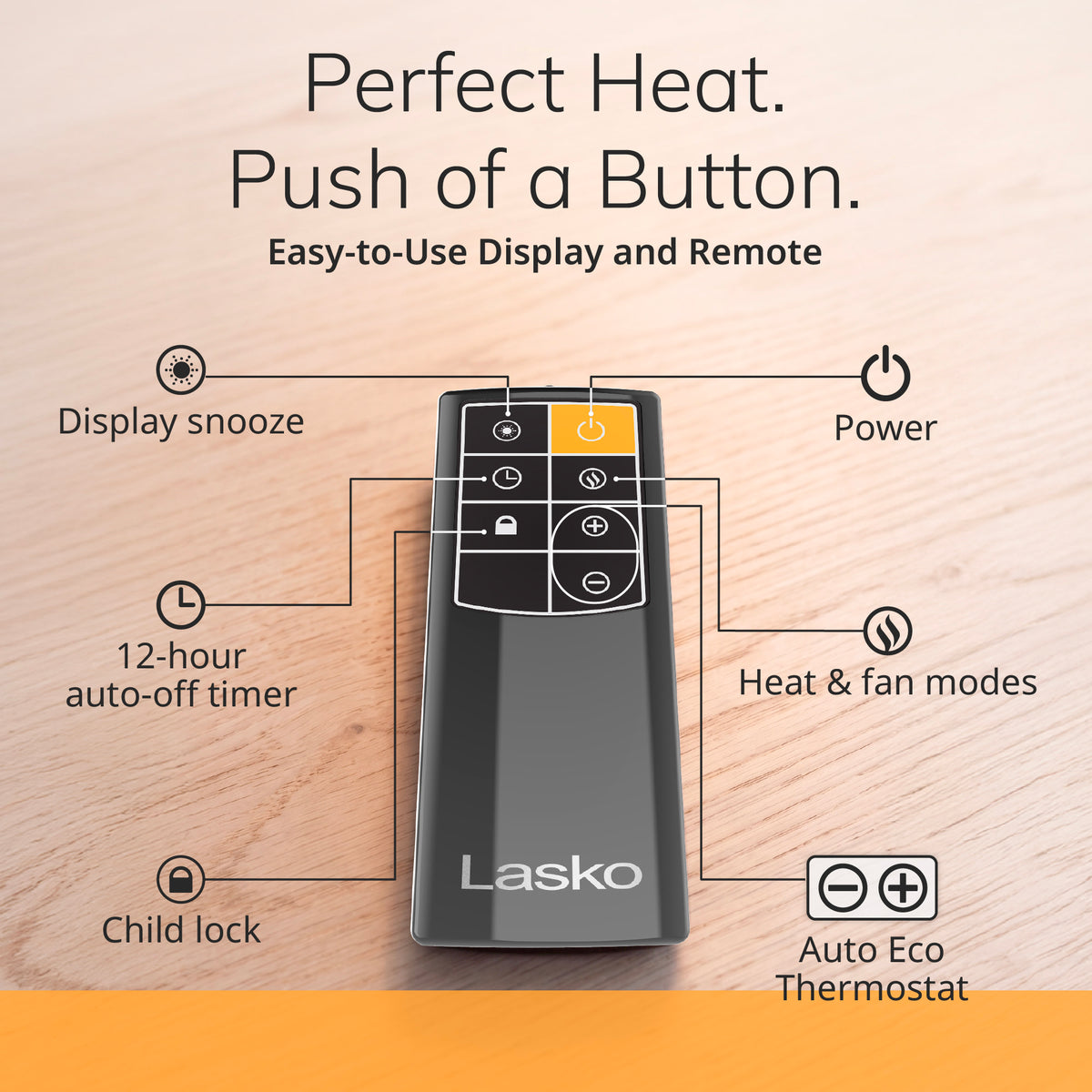 Lasko 20" Ceramic Console Space Heater: 3 Heat Settings, Remote, Timer, Tip-Over Switch, Child Lock, Manual Louvers, Thermostat