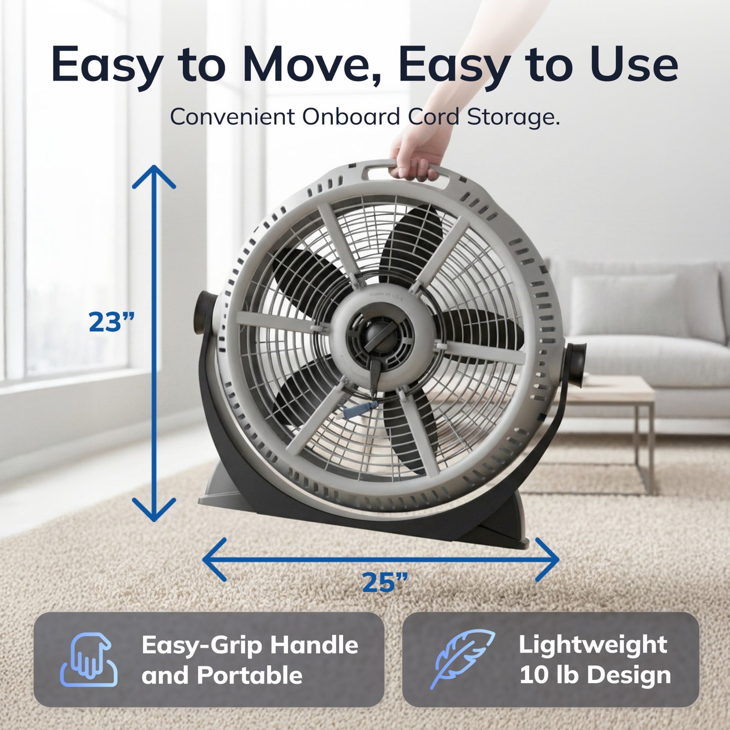 Lasko Wind Machine 20" Air Circulator Fan: 3-Speed, 360° Airflow, Gray