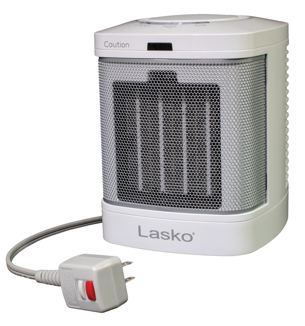 Lasko 8" Bathroom Ceramic Space Heater: 2 Heat Settings, ALCI Safety Plug, Timer