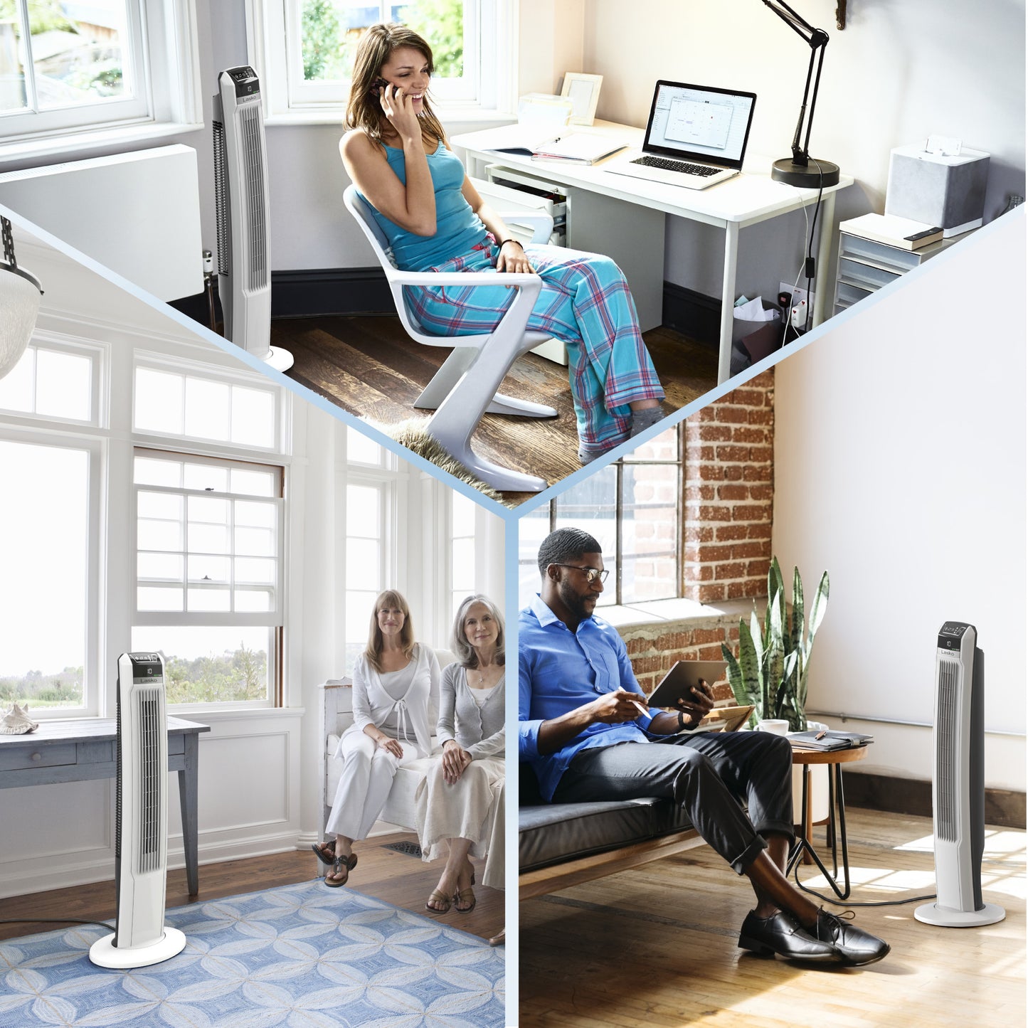 Lasko EcoQuiet 42" DC Tower Fan: Oscillating, 12-Speed, Remote, White