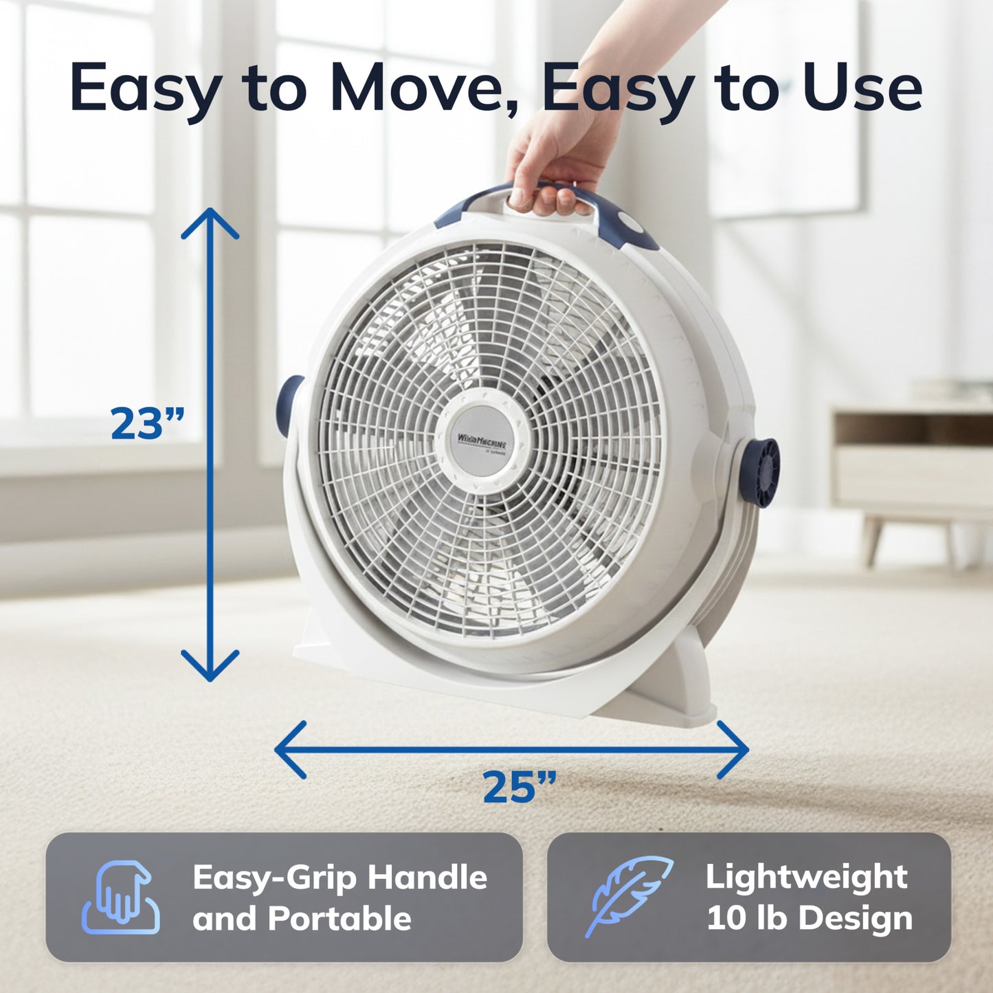 Lasko Wind Machine 20" Air Circulator Fan: 3-Speed, 360° Directional Airflow, Gray