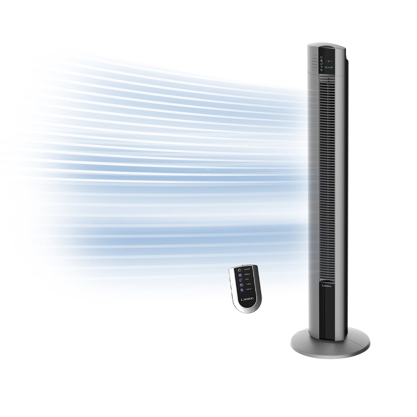 Lasko 48" Tower Fan: Oscillating, 3-Speed, Remote, Timer, Gray