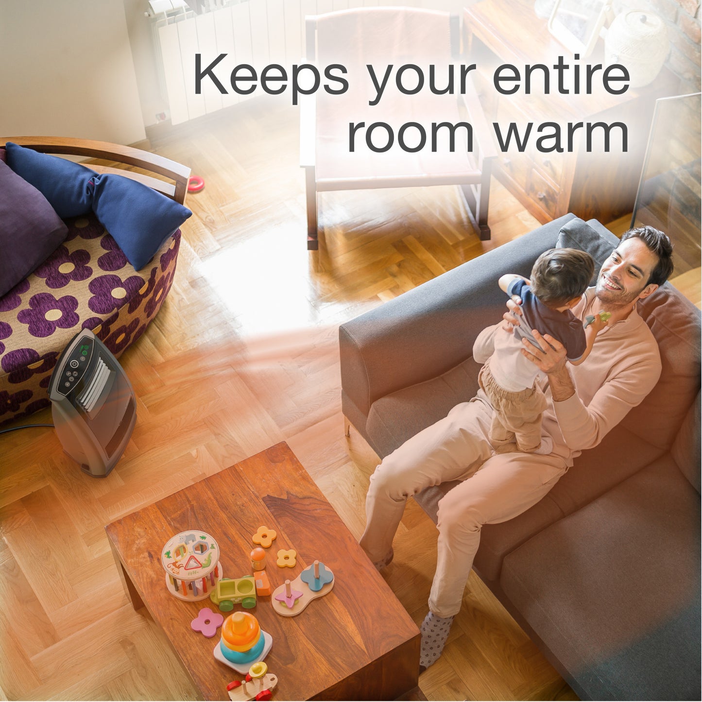 Lasko 1500W Motion Heat Plus Whole Room Ceramic Space Heater with Remote, CC23160, Black/Silver