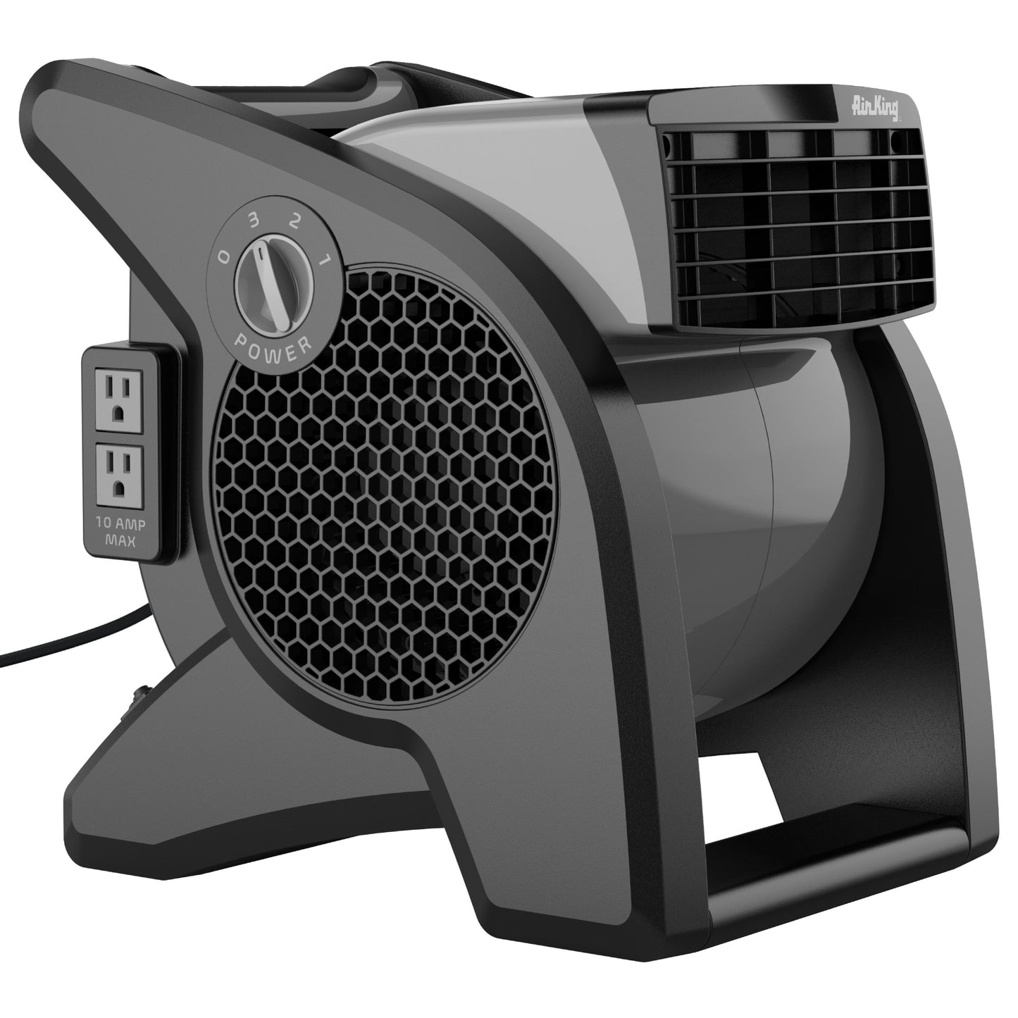 Air King 15" Air Mover Blower Fan: 3-Speed, High Velocity, 2 Outlets, Pivoting, Black