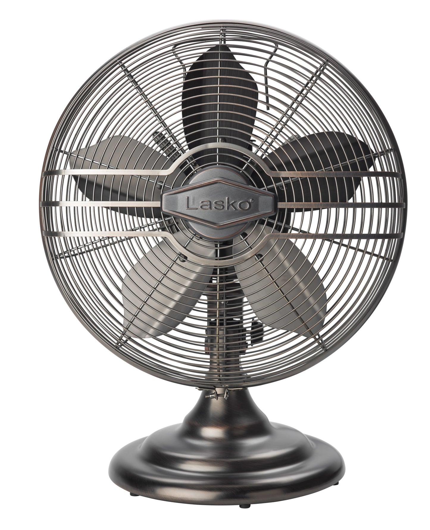 Lasko 12" Classic Metal Table Fan: Oscillating, 3-Speed, Tilting Head, Bronze