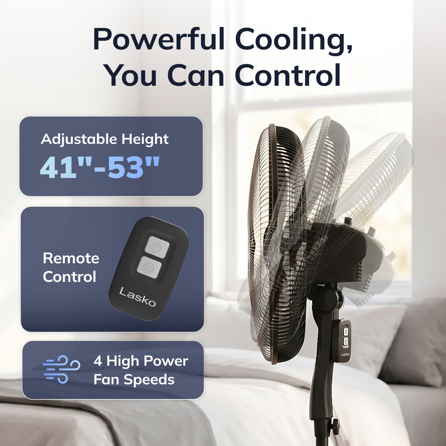 Lasko Cyclone Max 18" Pedestal Fan: Oscillating, 4-Speed, Remote, Black