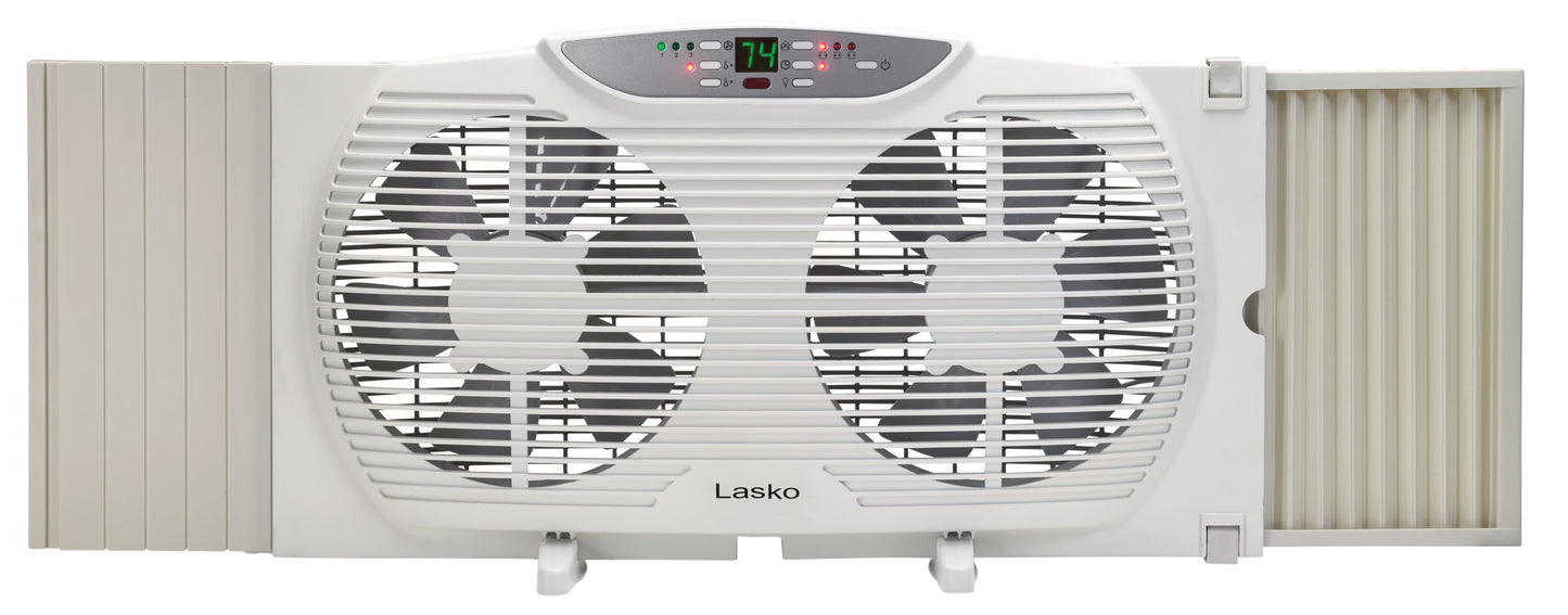 Lasko Twin Window Fan: 3-Speed, Electrically Reversible, Remote, White