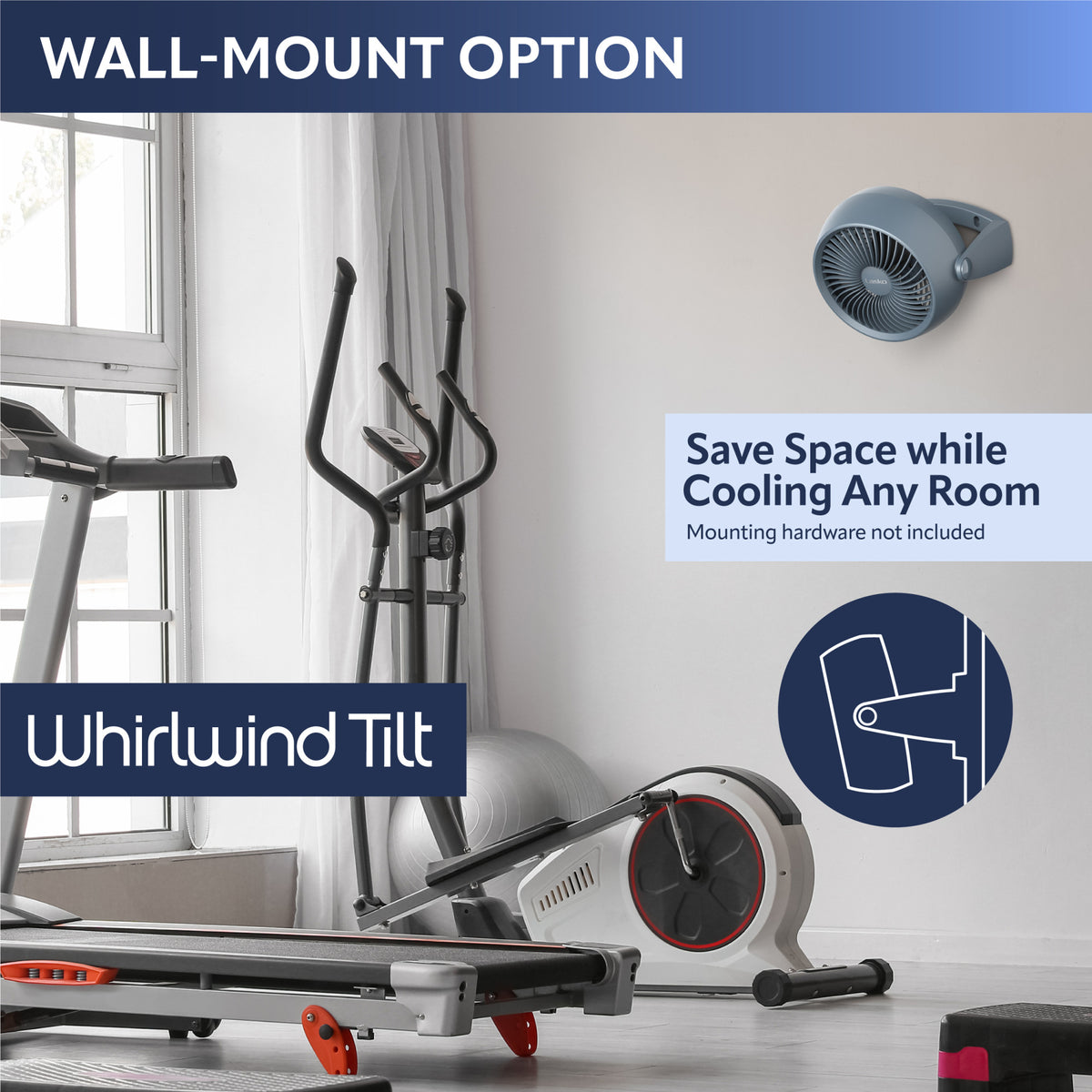 Lasko Whirlwind Tilt 12" Table Fan: Wall Mount, 3-Speed