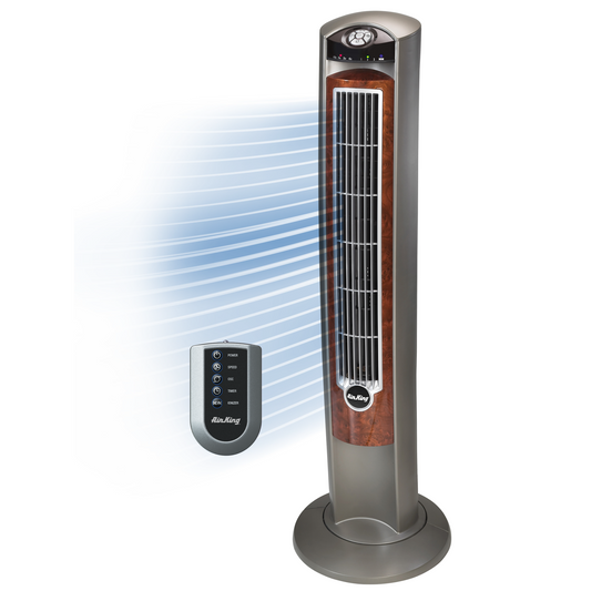 Air King Wind Curve 42" Tower Fan: Oscillating, 3-Speed, Remote, Ionizer, Brown