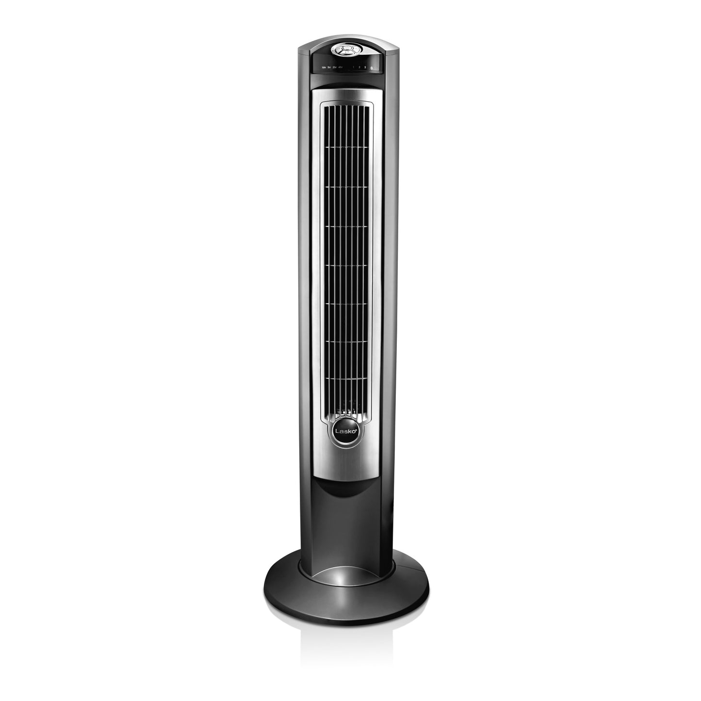 Lasko Wind Curve 42" Tower Fan: Oscillating, 3-Speed, Remote, Timer, Silver