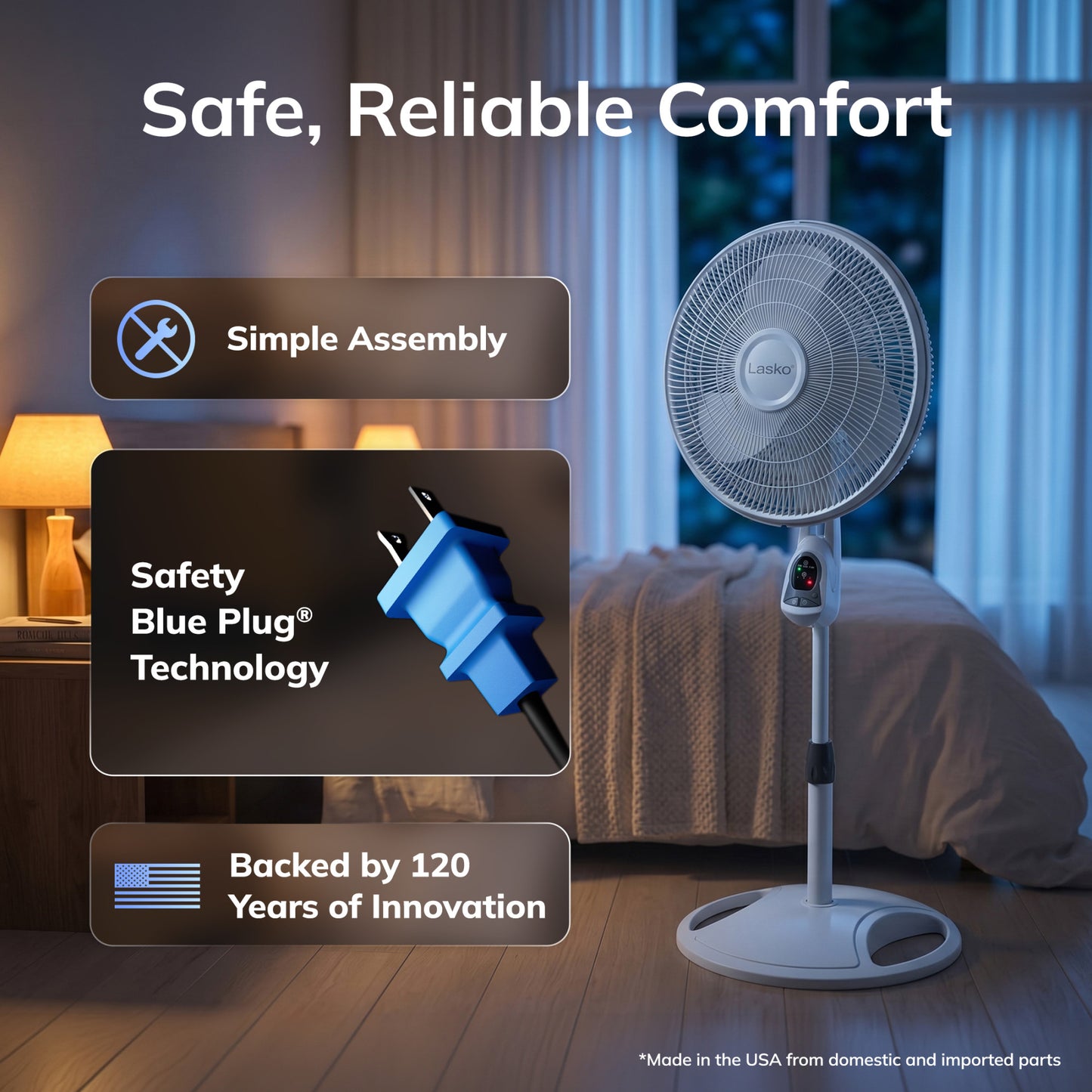 Lasko 16" Pedestal Fan: Oscillating, 3-Speed, Remote, Timer, White