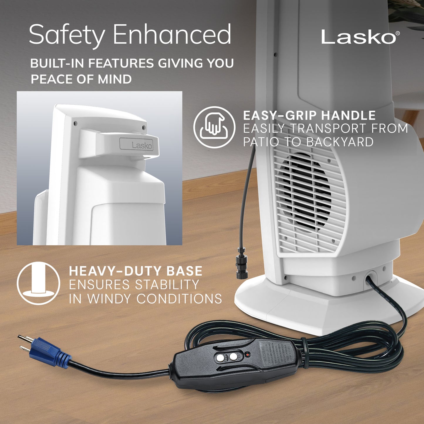 Lasko Misto 42" Outdoor Misting Tower Fan: Oscillating, 4-Speed, White