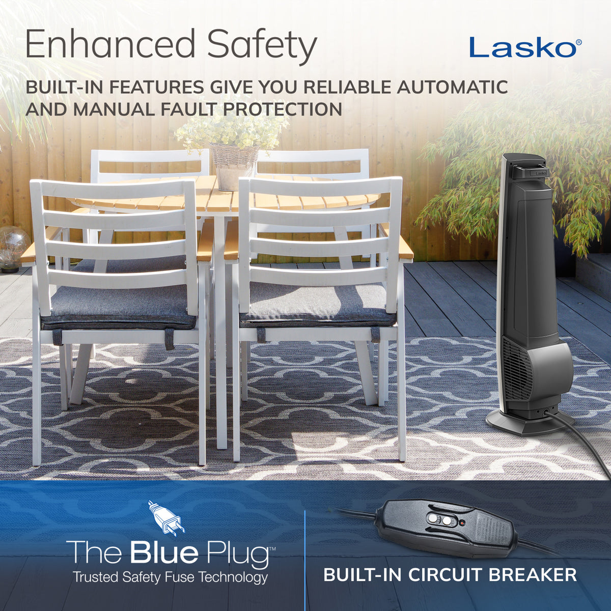 Lasko 42" Outdoor Tower Fan: Oscillating, 4-Speed