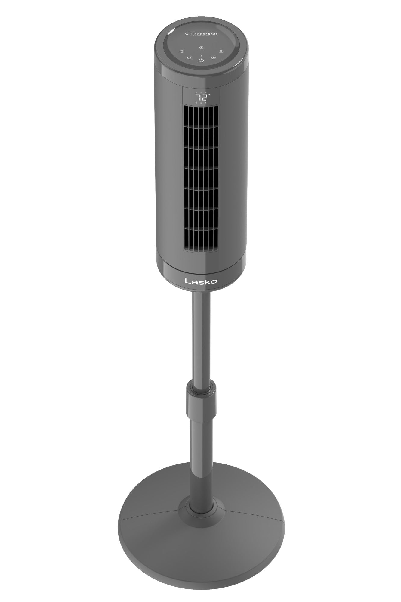 Lasko Rise 54" DC Pedestal Fan: Oscillating, 8-Speed, Remote, Timer, Gray
