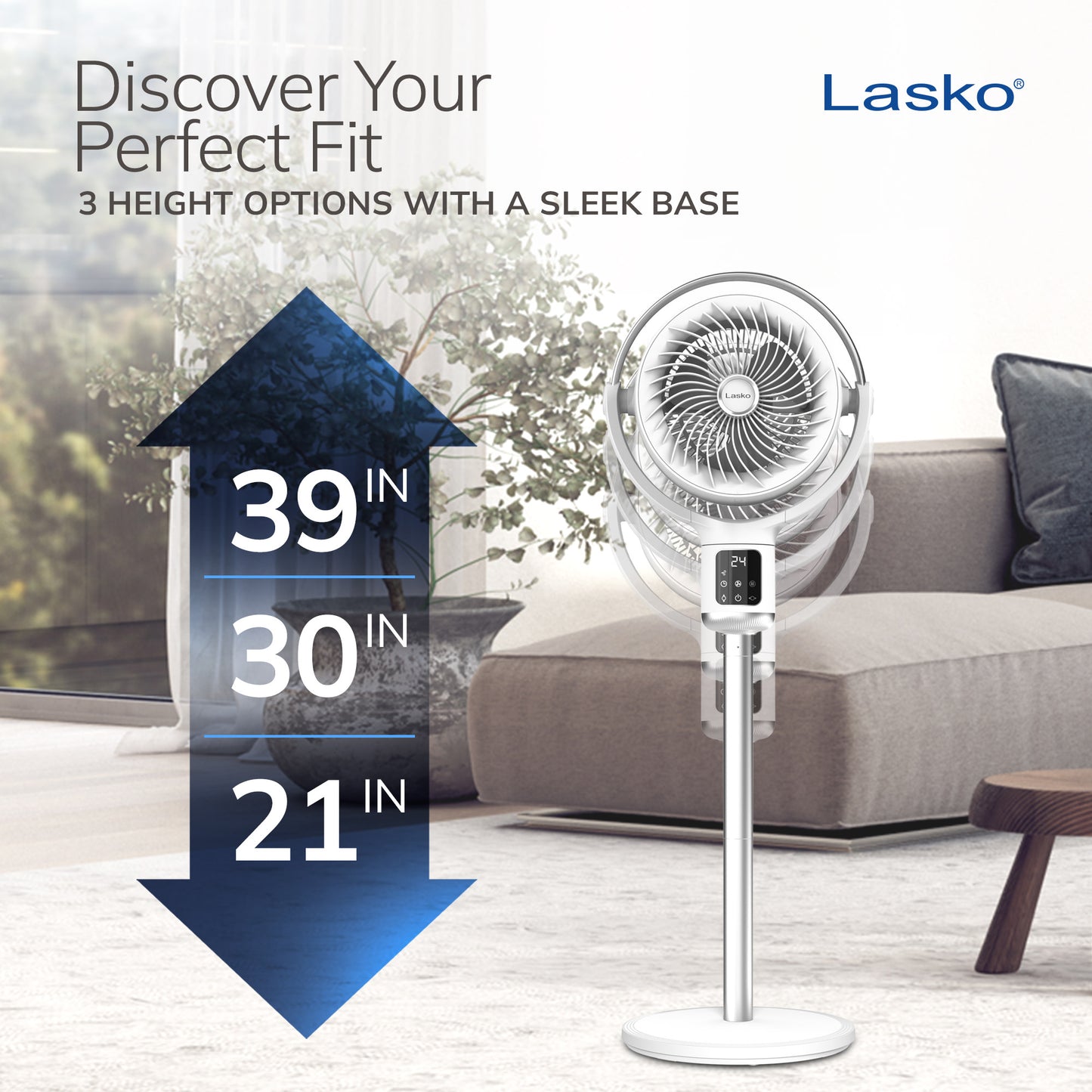 Lasko Whirlwind 7" DC Pedestal Fan: Dual Oscillation, 24-Speed, Remote, Timer, White