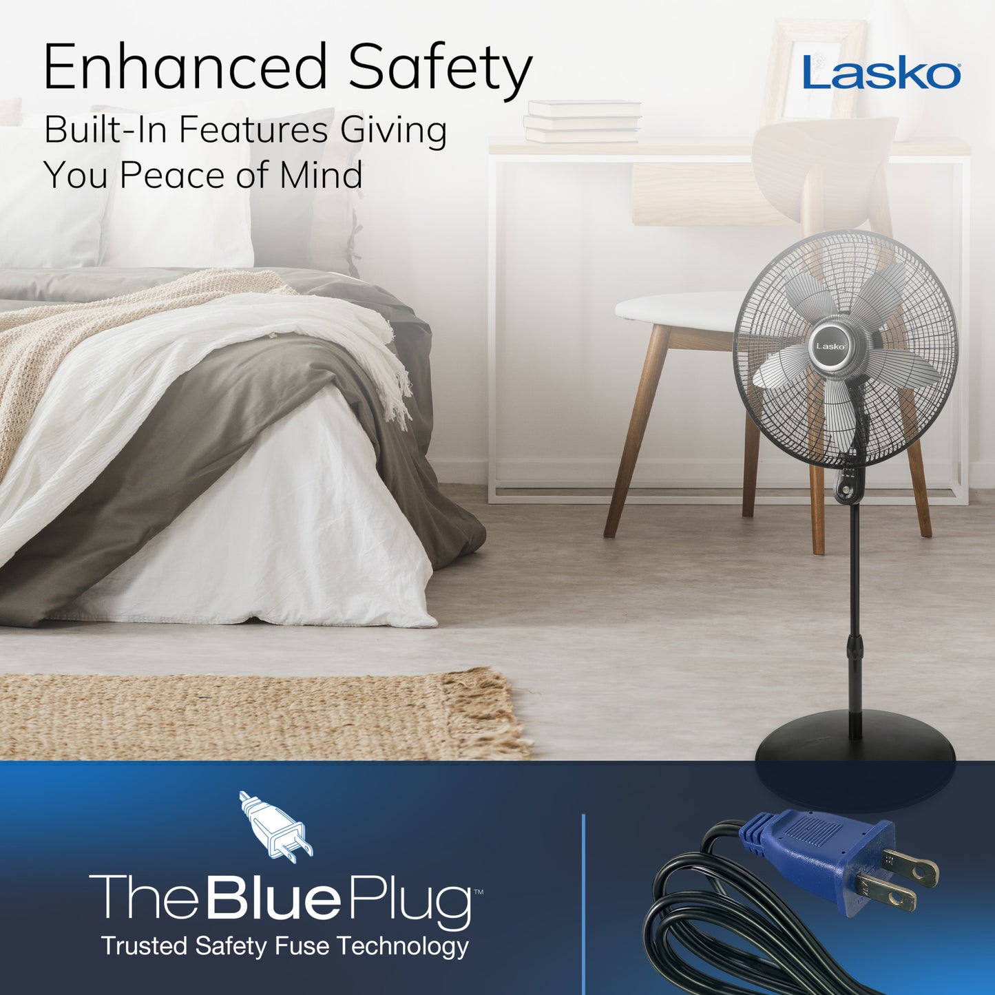 Lasko 20" Pedestal Fan: Oscillating, 4-Speed, Remote, Timer, Black